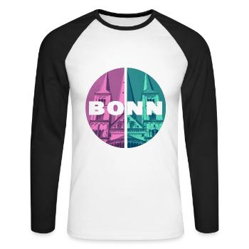 Bonn Deutschland Stadt Skyline Heimat Liebe - Unisex Baseballshirt langarm - Weiß/Schwarz - Vorne - Nik (191cm)