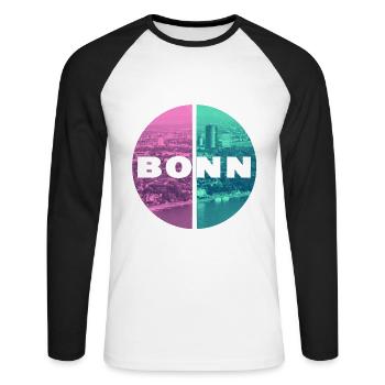 Bonn Deutschland Stadt Skyline Heimat Liebe - Unisex Baseballshirt langarm - Weiß/Schwarz - Vorne - Nik (191cm)