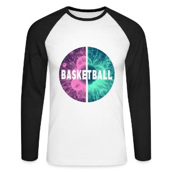 Basketball Basketballer Dunking Sport Vintage - Unisex Baseballshirt langarm - Weiß/Schwarz - Vorne - Nik (191cm)