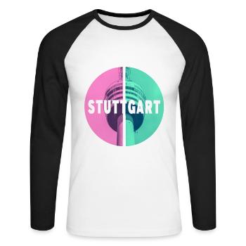 Stuttgart Germany City Skyline Home Love - Unisex Long Sleeve Baseball T-Shirt - white/black - Front - Nik (191cm)