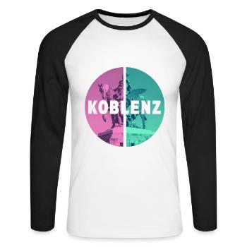 Koblenz Germany City Skyline Home Love - Unisex Long Sleeve Baseball T-Shirt - white/black - Front - Nik (191cm)