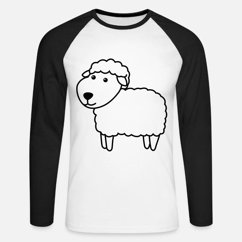 Schaf Comic Tier - Unisex Baseballshirt langarm - Weiß/Schwarz