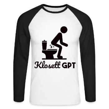 Klosett GPT Klo Toilette Geschenkidee - Unisex Baseballshirt langarm - Weiß/Schwarz - Vorne - Nik (191cm)