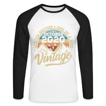 Oktober 2020 Geburtstag 2020 Geboren Oktober 2020 - Unisex Baseballshirt langarm - Weiß/Schwarz - Vorne - Nik (191cm)