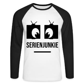 Junkie de la série aux yeux carrés - T-shirt baseball manches longues Homme - blanc/noir - Devant - Nik (191cm)
