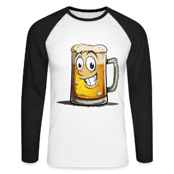 Beer Funny Beer Mug Laughing Drinking Alcohol Humor - Unisex Long Sleeve Baseball T-Shirt - white/black - Front - Nik (191cm)