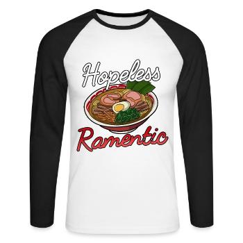 Asian Japanese Food Ramen I Gift - Unisex Long Sleeve Baseball T-Shirt - white/black - Front - Nik (191cm)