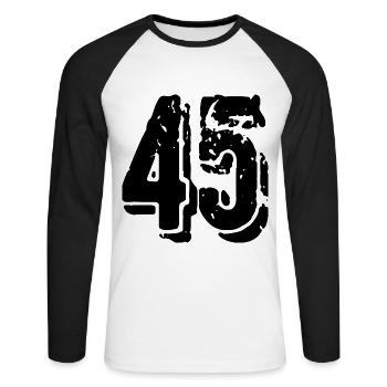 Maillot à 45 chiffres - T-shirt baseball manches longues Homme - blanc/noir - Devant - Nik (191cm)