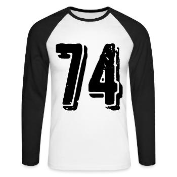 74 number jersey - Unisex Long Sleeve Baseball T-Shirt - white/black - Front - Nik (191cm)