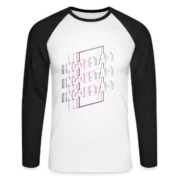 Ingolstadt Deutschland Stadt Schrift Skyline - Unisex Baseballshirt langarm - Weiß/Schwarz - Vorne - Nik (191cm)