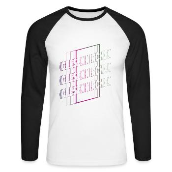 Gelsenkirchen Deutschland Stadt Schrift Skyline - Unisex Baseballshirt langarm - Weiß/Schwarz - Vorne - Nik (191cm)