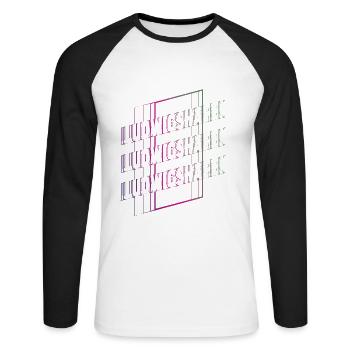 Ludwigshafen Germany City Font Skyline - Unisex Long Sleeve Baseball T-Shirt - white/black - Front - Nik (191cm)