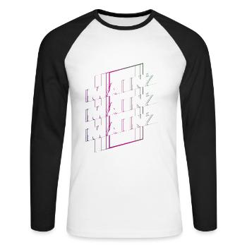 Mayence Allemagne City Font Skyline Accueil - T-shirt baseball manches longues Homme - blanc/noir - Devant - Nik (191cm)