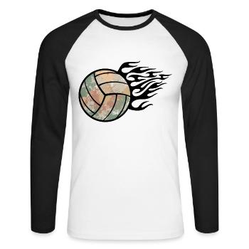 Volleyball - Unisex Baseballshirt langarm - Weiß/Schwarz - Vorne - Nik (191cm)