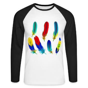 Plumes de perroquet - T-shirt baseball manches longues Homme - blanc/noir - Devant - Nik (191cm)