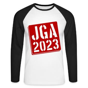 Jga 2023 Junggesellenabschied - Unisex Baseballshirt langarm - Weiß/Schwarz - Vorne - Nik (191cm)
