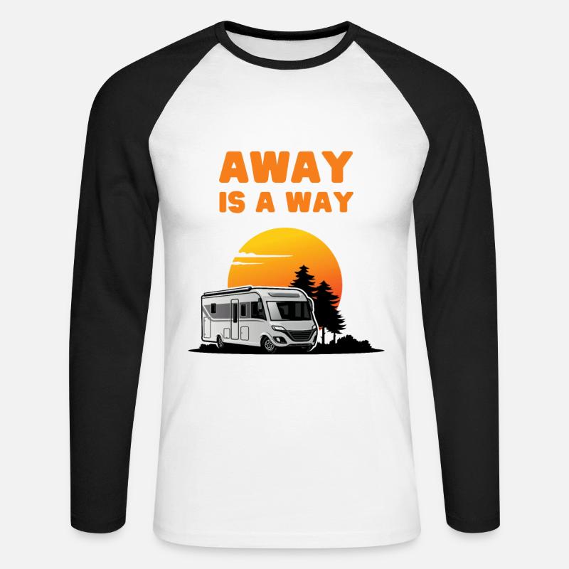Camper - Away is a way - Unisex Baseballshirt langarm - Weiß/Schwarz