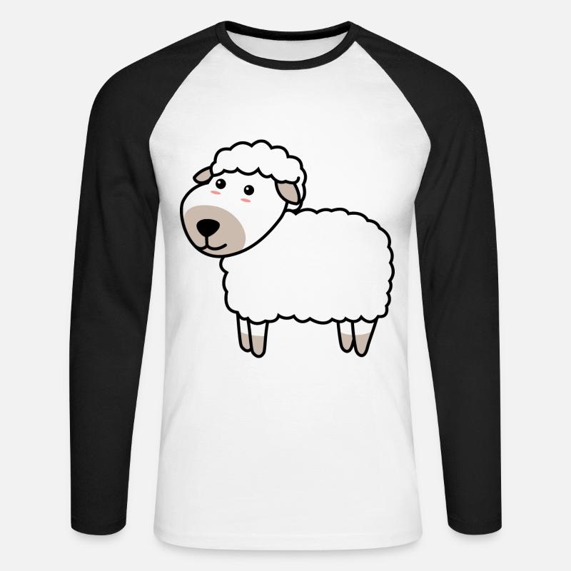 Schaf Comic Tier - Unisex Baseballshirt langarm - Weiß/Schwarz