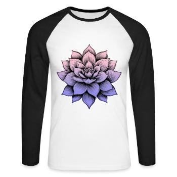 Fleur de lotus - T-shirt baseball manches longues Homme - blanc/noir - Devant - Nik (191cm)