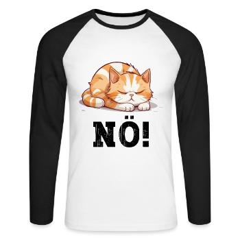 Nope Just Nope No No Cat Cat Funny Saying - Unisex Long Sleeve Baseball T-Shirt - white/black - Front - Nik (191cm)