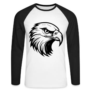 Eagle Head - Unisex Long Sleeve Baseball T-Shirt - white/black - Front - Nik (191cm)
