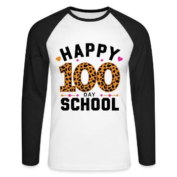 Happy One Hundred Day School für eine Lehrer und - Unisex Baseballshirt langarm - Weiß/Schwarz - Vorne - Nik (191cm)