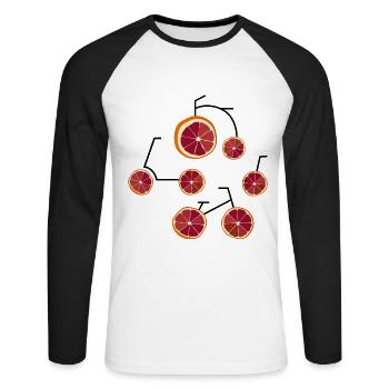 Blutorangen Fahrrad Humor Geschenk - Unisex Baseballshirt langarm - Weiß/Schwarz - Vorne - Nik (191cm)
