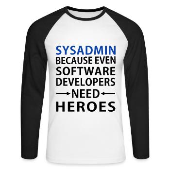 Sysadmin - Unisex Long Sleeve Baseball T-Shirt - white/black - Front - Nik (191cm)