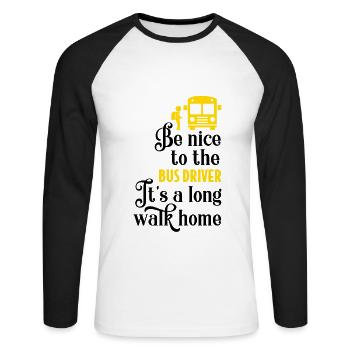 Cadeau de chauffeur de bus - T-shirt baseball manches longues Homme - blanc/noir - Devant - Nik (191cm)