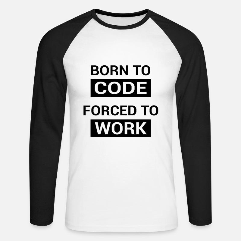 Programmeur né pour coder - T-shirt baseball manches longues Homme - blanc/noir