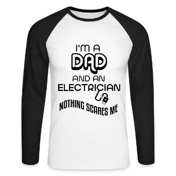 Elektriker Papa - Unisex Baseballshirt langarm - Weiß/Schwarz - Vorne - Nik (191cm)