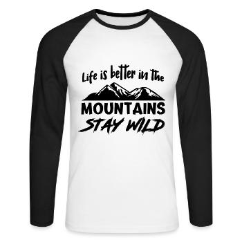 Mountains Love - Unisex Long Sleeve Baseball T-Shirt - white/black - Front - Nik (191cm)
