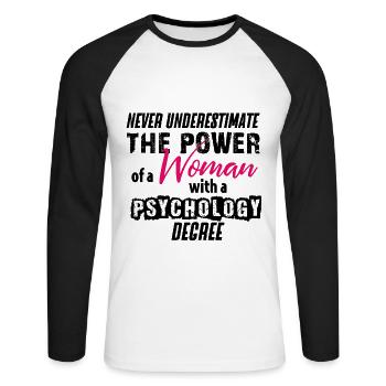 Psychology Girl Women - Unisex Long Sleeve Baseball T-Shirt - white/black - Front - Nik (191cm)