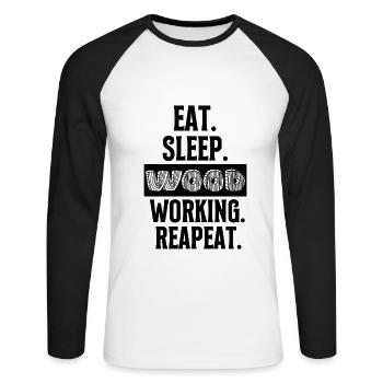 Holzarbeiten - Unisex Baseballshirt langarm - Weiß/Schwarz - Vorne - Nik (191cm)