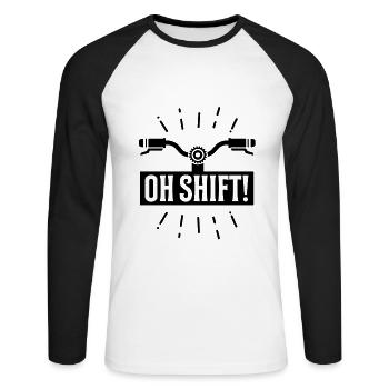 Vélo cycliste vélo drôle - T-shirt baseball manches longues Homme - blanc/noir - Devant - Nik (191cm)