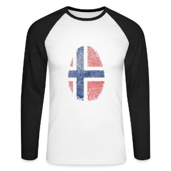 Norvège - T-shirt baseball manches longues Homme - blanc/noir - Devant - Nik (191cm)