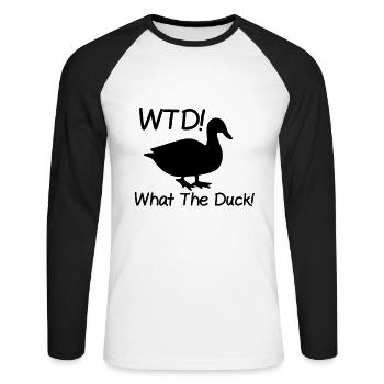Canard drôle Qu'est-ce que le canard - T-shirt baseball manches longues Homme - blanc/noir - Devant - Nik (191cm)