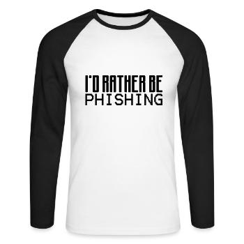 Drôle de hacker Je préférerais être à phishing hacker - T-shirt baseball manches longues Homme - blanc/noir - Devant - Nik (191cm)