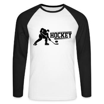 Hockey hockey hockey joueur de hockey fan - T-shirt baseball manches longues Homme - blanc/noir - Devant - Nik (191cm)