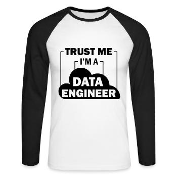 Data Engineer Data Science - Unisex Baseballshirt langarm - Weiß/Schwarz - Vorne - Nik (191cm)