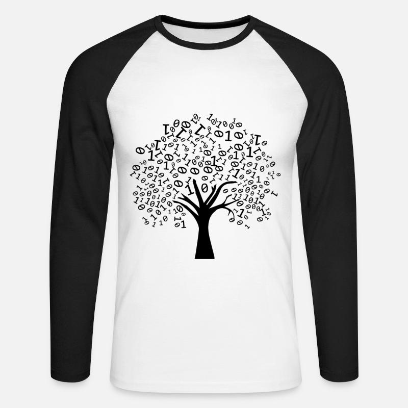 Programmer Binary Tree - Unisex Long Sleeve Baseball T-Shirt - white/black
