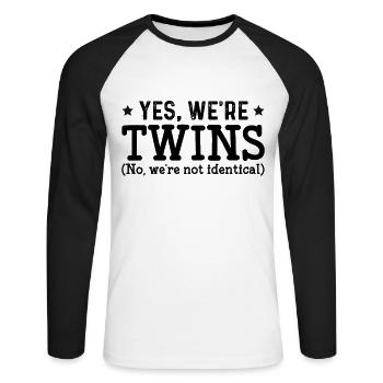 Oui, nous sommes jumeaux - T-shirt baseball manches longues Homme - blanc/noir - Devant - Nik (191cm)