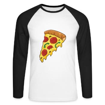 Pizza Food Love Pizza Slice - Unisex Long Sleeve Baseball T-Shirt - white/black - Front - Nik (191cm)