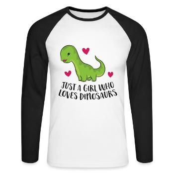 Just a Girl Who Loves Dinosaurs Cute Dinosaurs - Unisex Long Sleeve Baseball T-Shirt - white/black - Front - Nik (191cm)