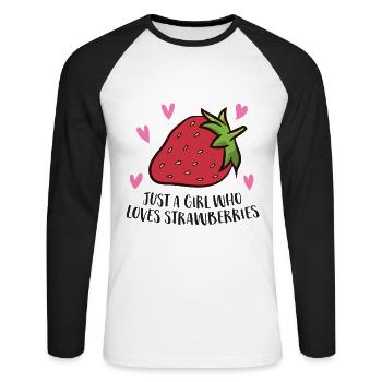 Nur Ein Mädchen Das Erdbeeren Liebt Cooles - Unisex Baseballshirt langarm - Weiß/Schwarz - Vorne - Nik (191cm)