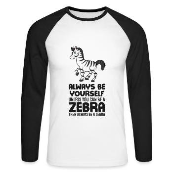 Sei Immer Ein Zebra Süßes Zebra - Unisex Baseballshirt langarm - Weiß/Schwarz - Vorne - Nik (191cm)