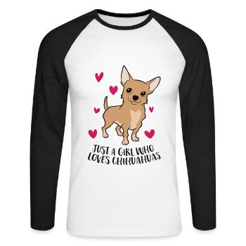 Juste une fille Who Loves Chihuahuas Cute Chihuahua - T-shirt baseball manches longues Homme - blanc/noir - Devant - Nik (191cm)