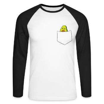 Avocado In The Pocket Vegan Food Avocado In Pocket - Unisex Long Sleeve Baseball T-Shirt - white/black - Front - Nik (191cm)