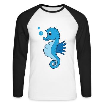 Amateurs d’hippocampes Amateurs d’hippocampes - T-shirt baseball manches longues Homme - blanc/noir - Devant - Nik (191cm)