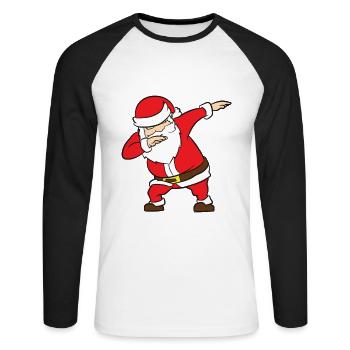 Weihnachten Weihnachtsmann Dabbender - Unisex Baseballshirt langarm - Weiß/Schwarz - Vorne - Nik (191cm)